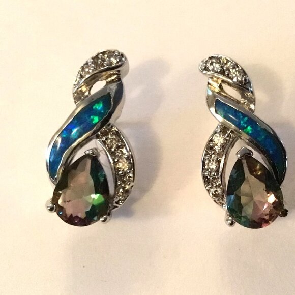 Sterling Silver Cut Crystal Earrings - Picture 3 of 5